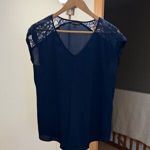 Express Deep Blue Lace Accent Blouse size M
